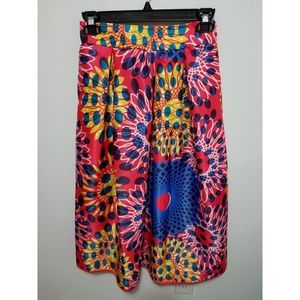 Bright colorful floral midi skirt